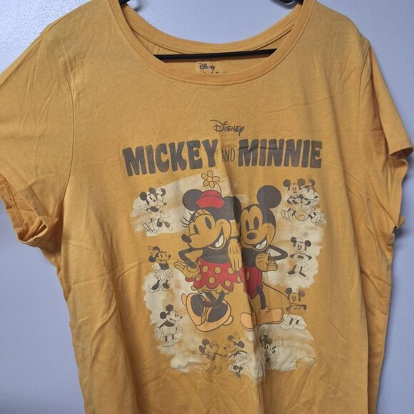 Disney Mickey Minnie Mouse Yellow Womens XXL Tee Shirt Short Sleeve - Picture 7 of 8
